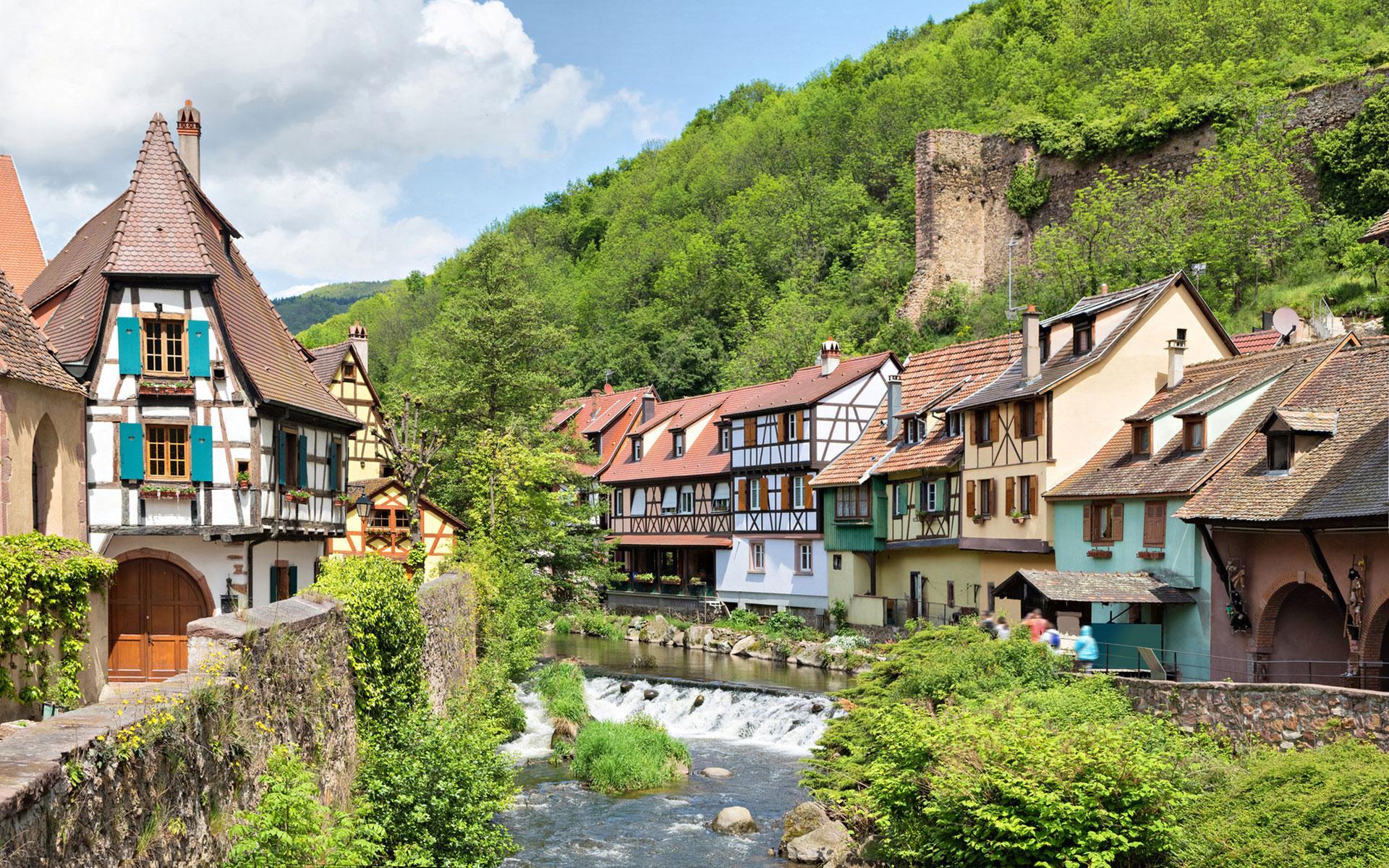 River crossing Kaysersberg, named favourite village of the French