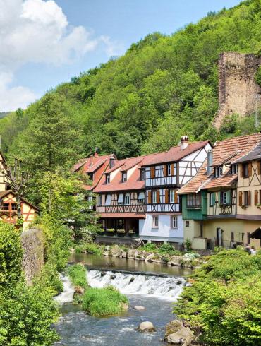 River crossing Kaysersberg, named favourite village of the French